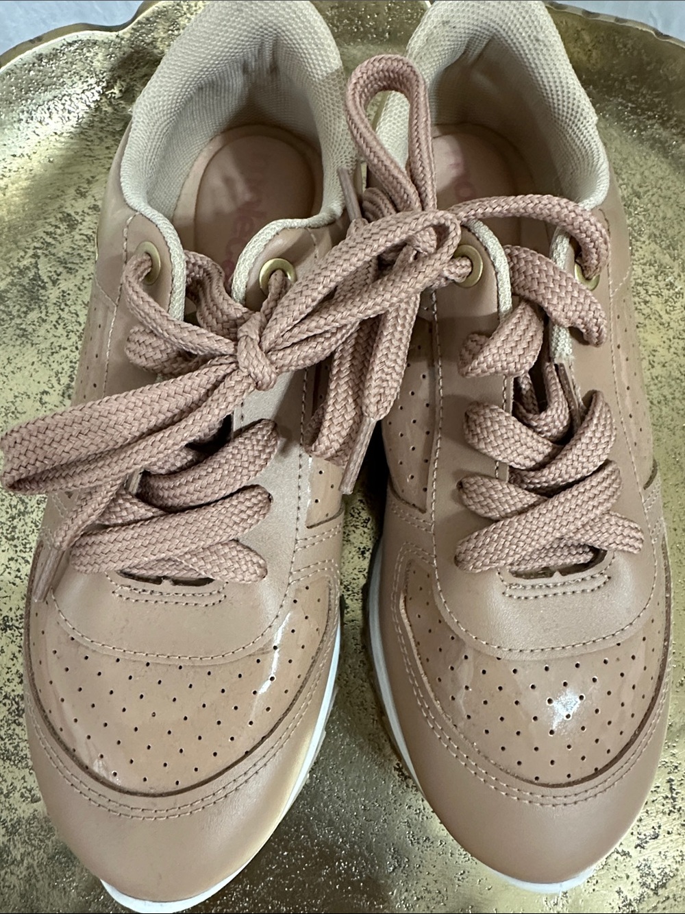 Women's Blush Pink Lace-Up Casual Sneakers